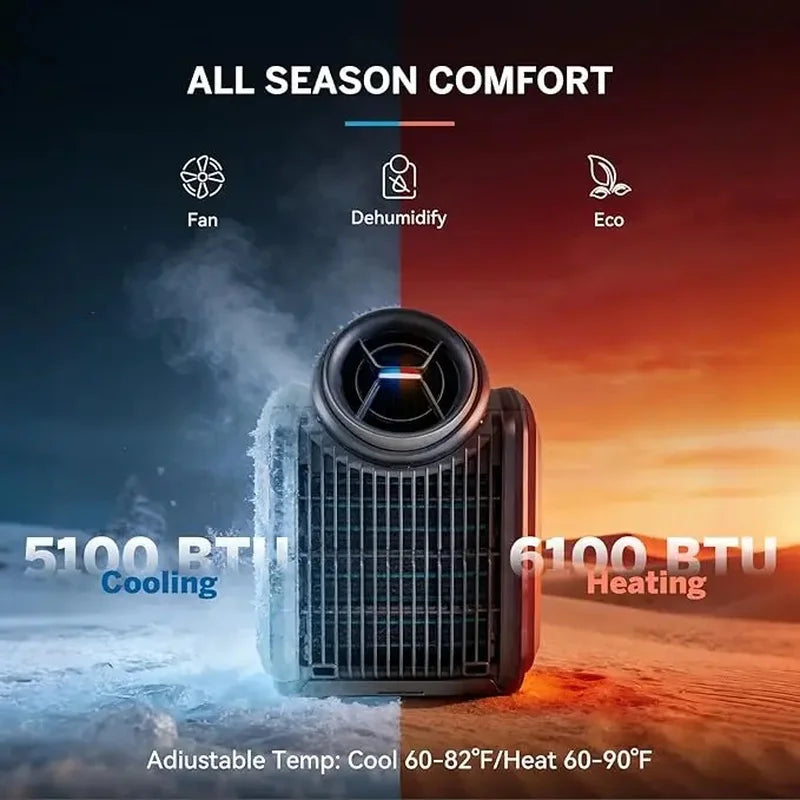 Cybertake S2 Pro Portable Camping Air Conditioner, 5100 BTU Cooling and 6100 BTU Heating,Ideal for Tent, Camping, RV, Truck