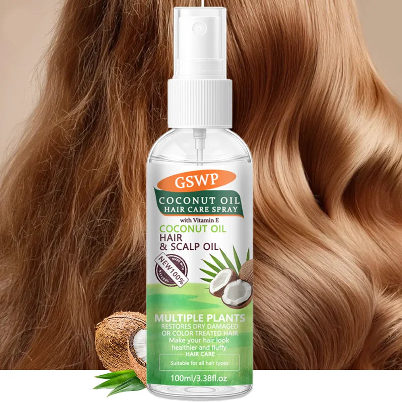 GSWP Coconut Oil Hair Care Spray, Ten-in-One, Deeply Moisturizes And Smooths Hair Texture, with Heat Protection.100/200ml