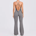 Sports Overalls for Women Sportswear Flared Jumpsuit Woman Padding Jumpsuits Gym Combinaison Femme Coffee Gray Navy Blue Red