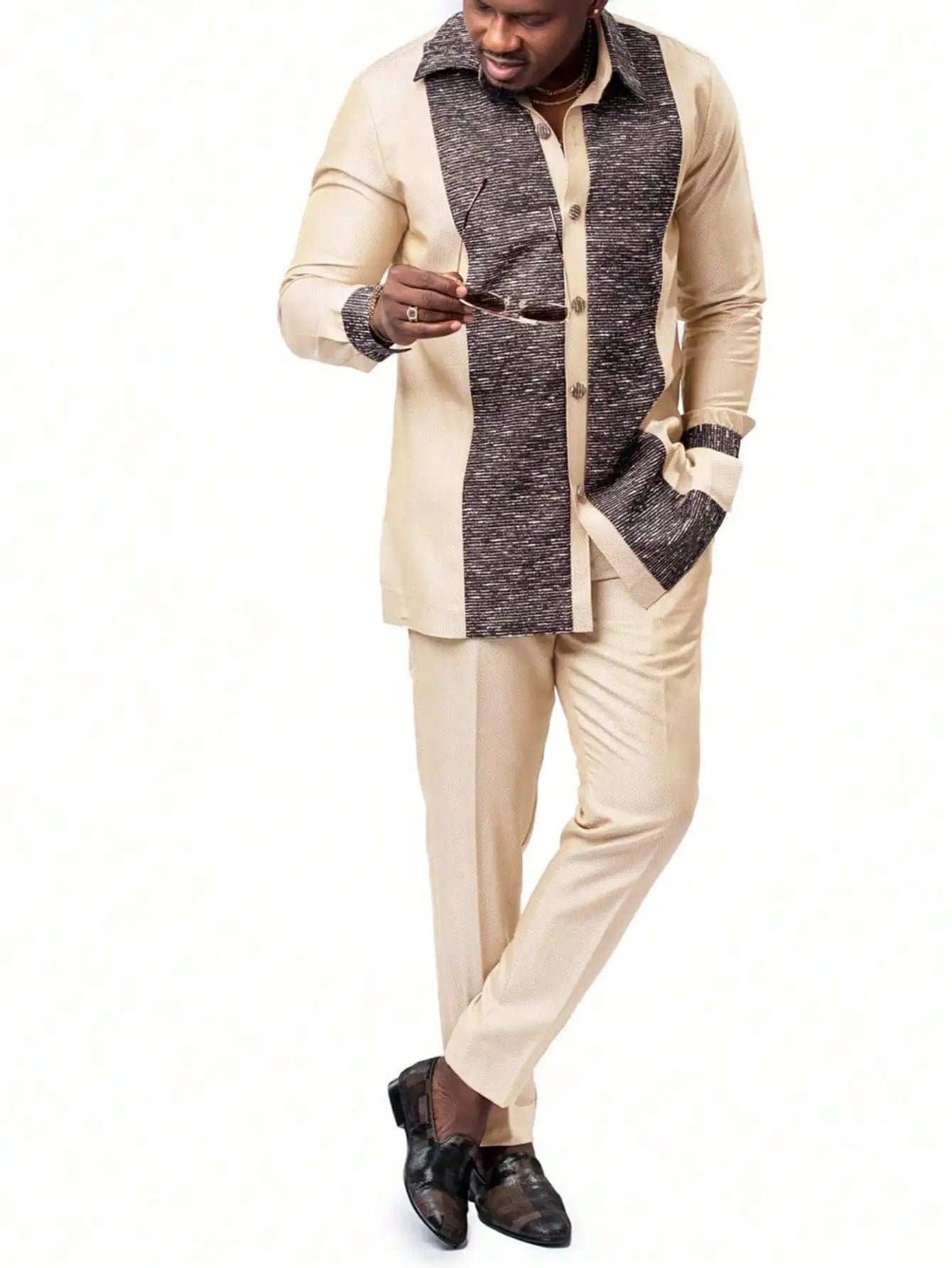 White Kaftan Men's Suit Embroidery Floral Top Pants Kaunda Suit African Casual Outfits Wear Traditional 2PCS Set Wedding Tuxedo