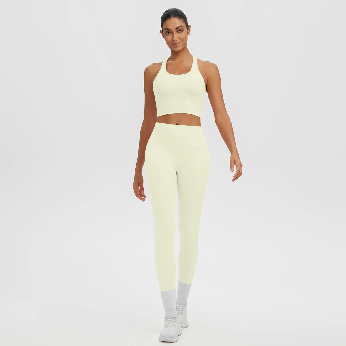 2PCS Women's Sports Pants Yoga Set Sexy Backless I-shaped Vest with Chest Pad Shock-absorbing Running Yoga Tank Top Yoga Pants