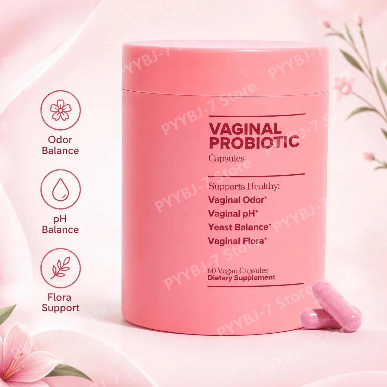 Women's Probiotic Capsules with Lactobacillus & Prebiotics for Gut and PH Balance Womens PH Support Feminine Care 60 Count