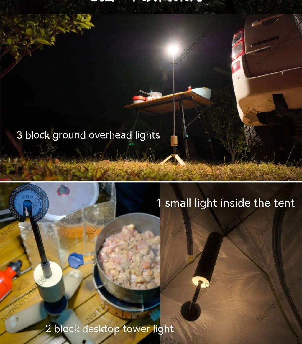 Telescopic Lantern All Terrain Outdoor Multifunctional Camping Light Phone Charging Treasure Travel Emergency Tent Lamps