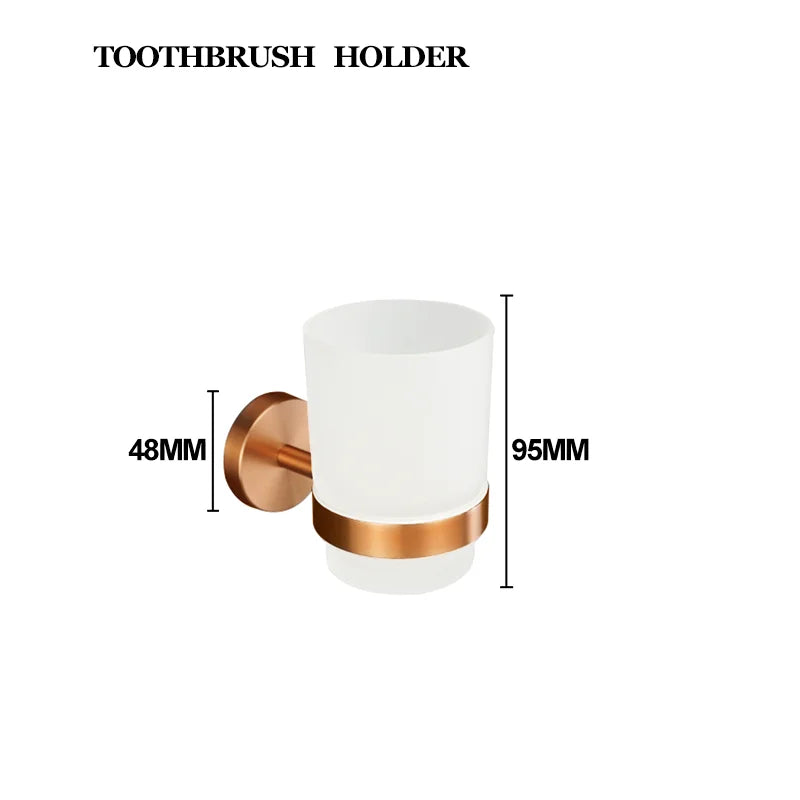 High-quality Brushed Rose Gold 304Stainless Steel Beautiful Wall Hook Toilet Paper Holder Towel Bar Bathroom Accessories