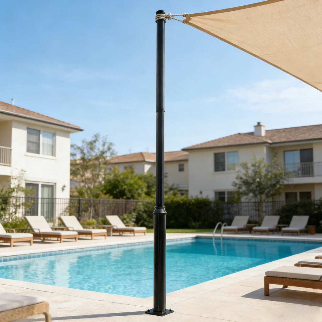 Street Light Pole, Street Lamp Post, Split Street Lamp Post, 5m Tall Outdoor Iron Pole, Galvanized Baking Paint Black, Floor Mounted, Load Capacity 100kg, for Solar Light Garden Light Surveillance Camera, Street Yard Parking