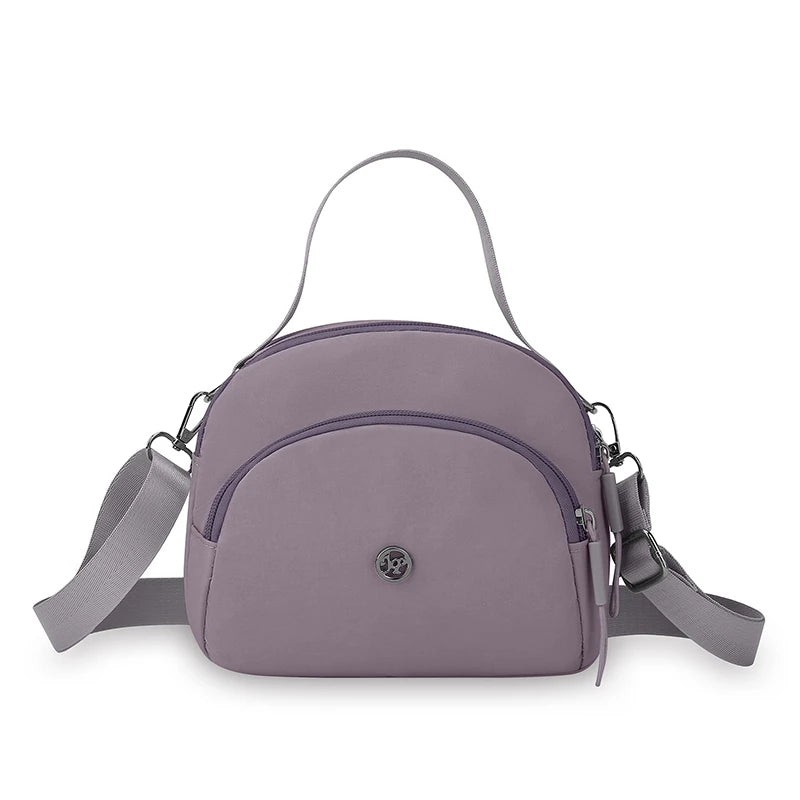 Women Nylon Handheld Bag Small Crossbody Shoulder Purse Lightweight Multi Functional Tote Casual Daily Travel Solid Color Black