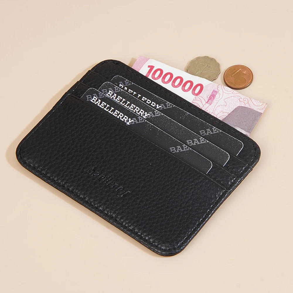 1Pcs Lychee-Patterned Ultra-Thin Card Holder with Id Window, Multi-Card Slot Mini Portable Card Holder with Coin Compartment, Unisex Daily Card Holder