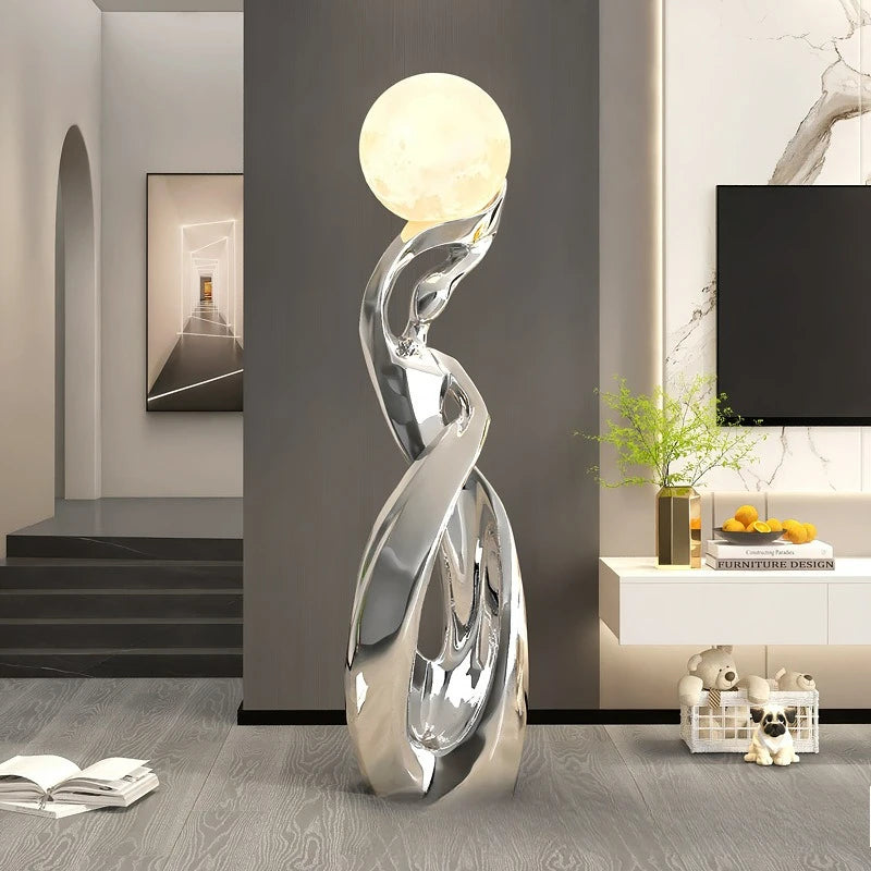 Artistic Lady Floor Lamp Moon Color Lighttapping Adjustable USB Charging Home Living Room TV Cabinet Sofa Side Floor Lamp
