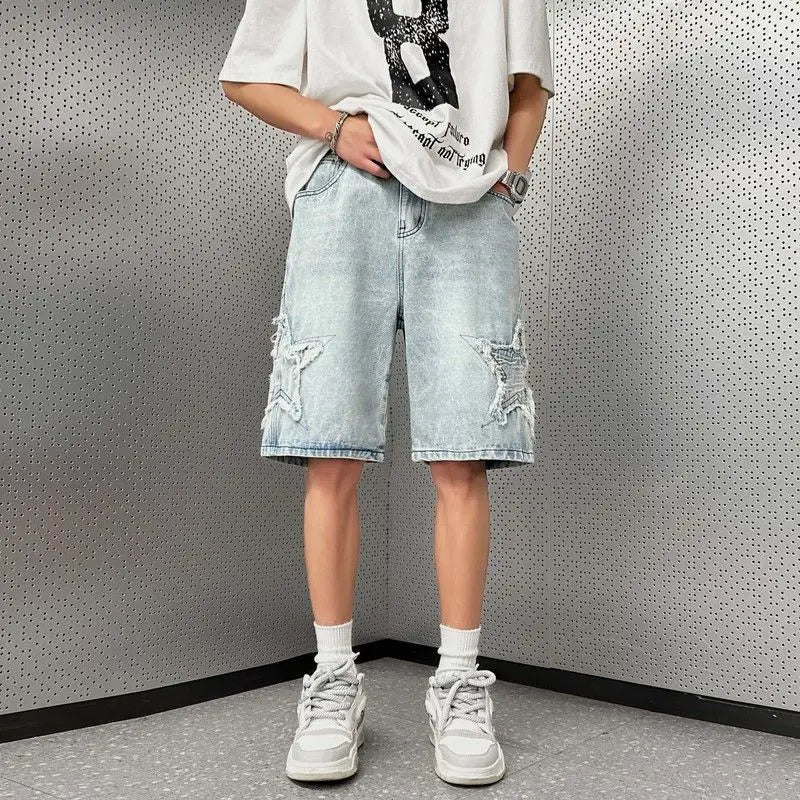 Denim Shorts Men's Summer Thin Wash Retro Yellow Mud Pants American High Street Casual Five-point Pants