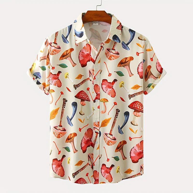 New 3D Dinosaur Printing Shirts for Men Plants Mushroom Graphic Shirts for Women Children Fashion Hawaiian Shorts & Blouses Tops