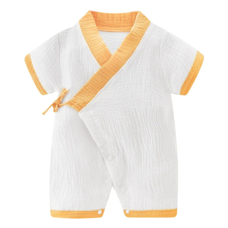 0-18M Summer Baby Girl Boys Clothing  Rompers Jumpsuit Short-sleeved Floral Print  Cute Soft Newborn Infant Baby Kimono Playwear