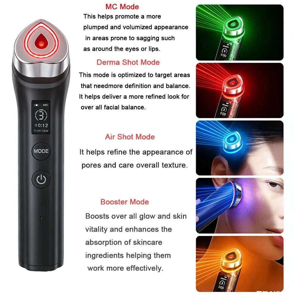 5 Color Portable LED Facial Beauty Device EMS Microcurrent Lifting Face Neck therapy Wand LED Vibration Massager Skin Tool
