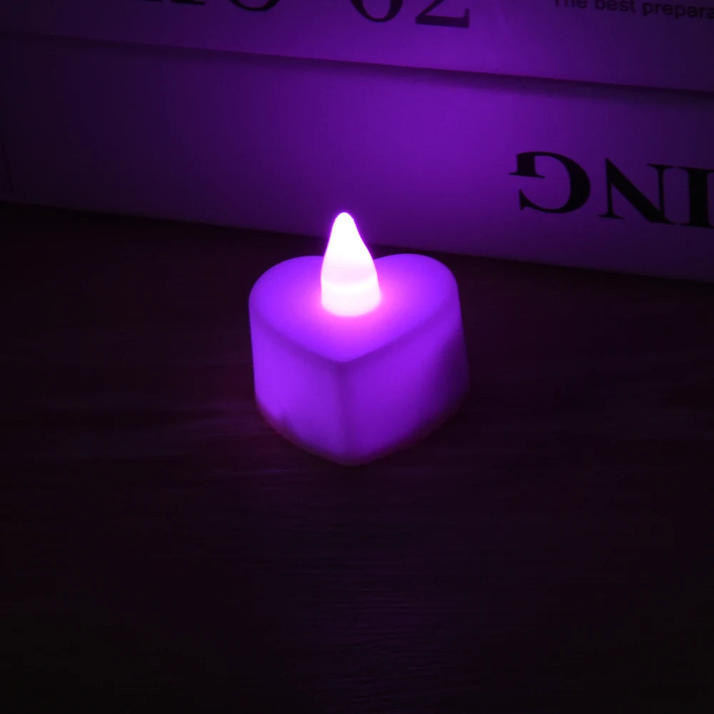Flameless Led Candle Heart-shaped Electronic Battery-Power Tealight Candles for Home Christmas Party Wedding Decoration