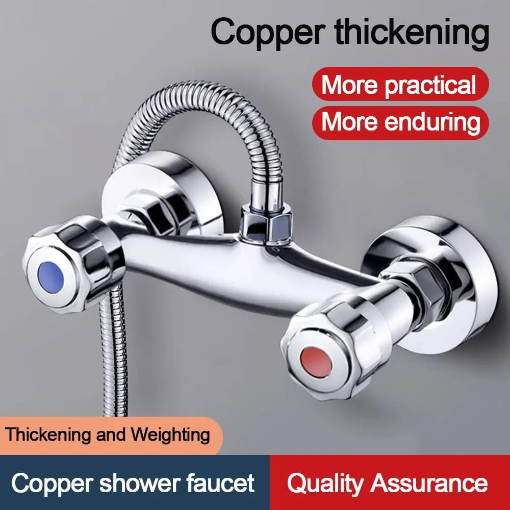 Durable Metal Out Water Inlet Valve Double Control Hot and Cold Double Shower Faucet Valve Wall Mounted Diverter Valve