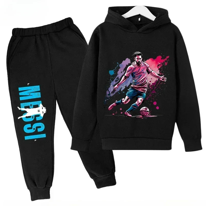 Spring Autumn Children's Set Sports Messi Print Hoodie Set Pants Suit 2pcs Set Boys Girls Kid Clothing Casual Fashion Tracksuit