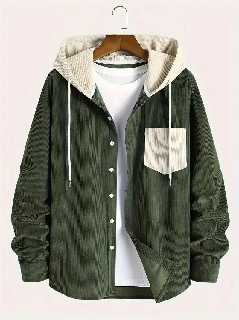 The 2027 New Fashion Trend Spring and Autumn Corduroy Hooded Jacket Is Comfortable and Casual for Daily Commuting for Men