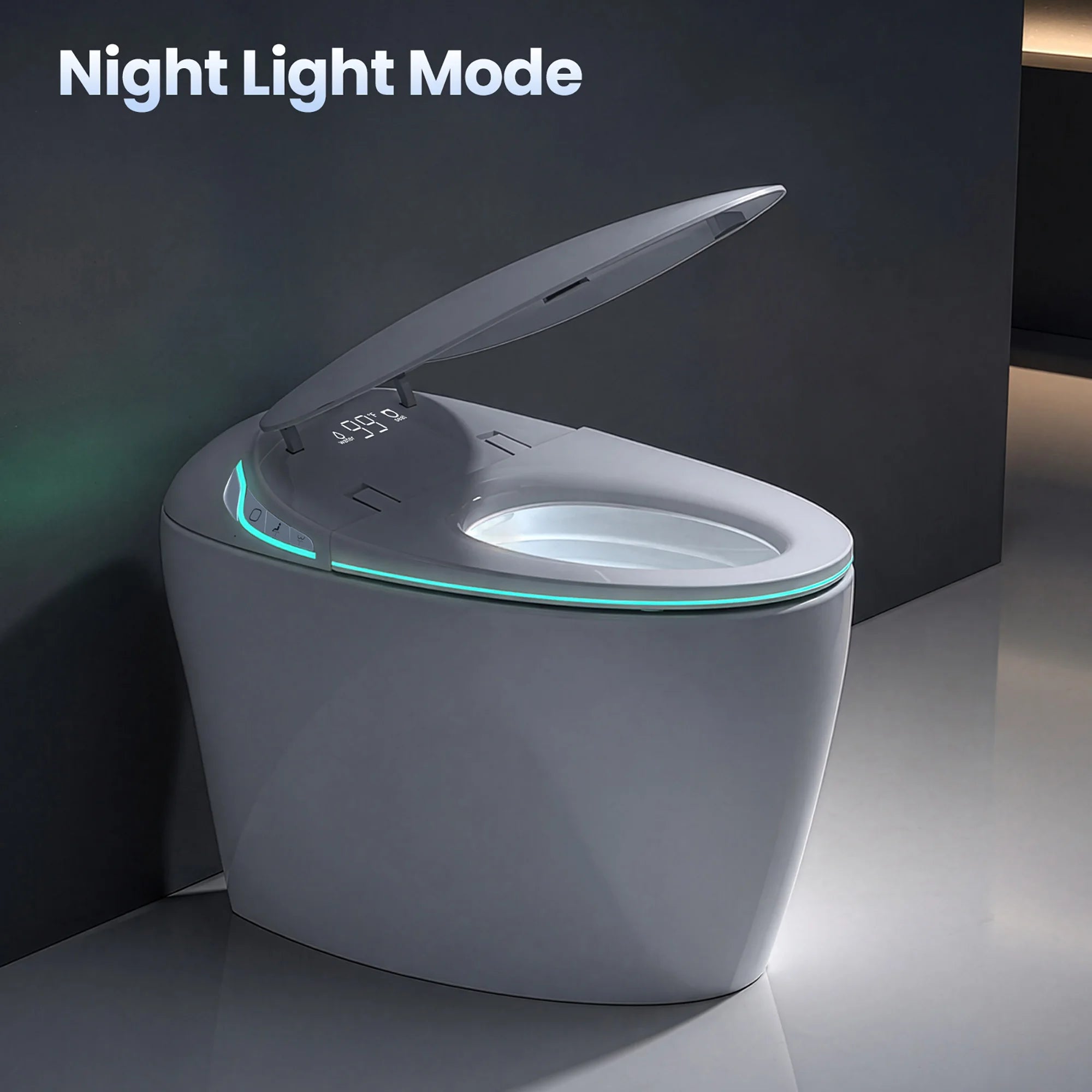 New Smart Toilet with Night Light Fully Automatic Open/Close 1000g MaP Flush Heated Seat Warm Water & Air Drying Dual Auto Flush Bidet Toilet with Tank