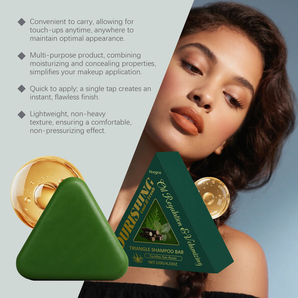 Triangle Green Hair Growth Soap Nourish Hair Roots Improve Dry Frizzy Damaged Hair Repair Regulate Grease Anti Hair Loss Shampoo
