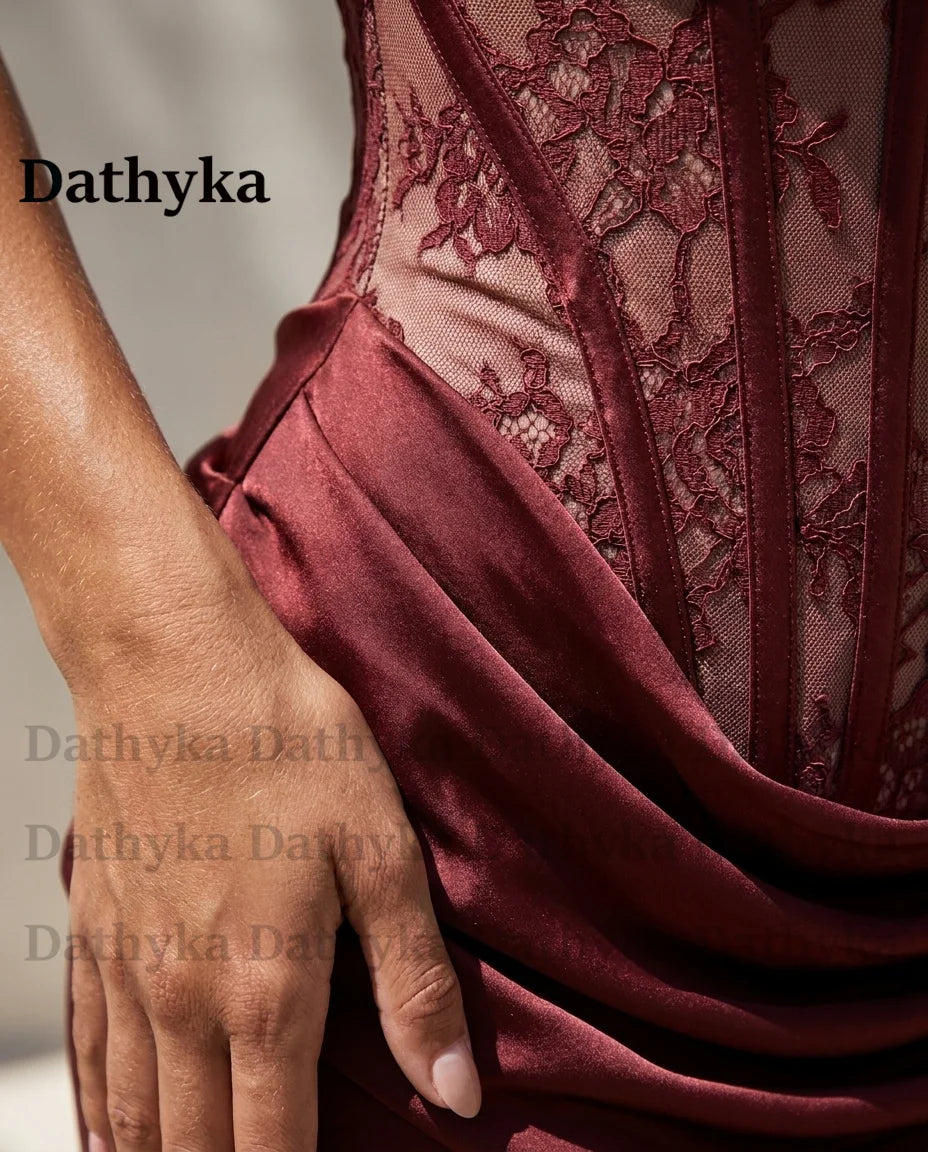 Dathyka Party Mini Short Dresses Summer Sleeveless Backless Lace Up Satin Bodycon Dress Strapless Knee Length Customized