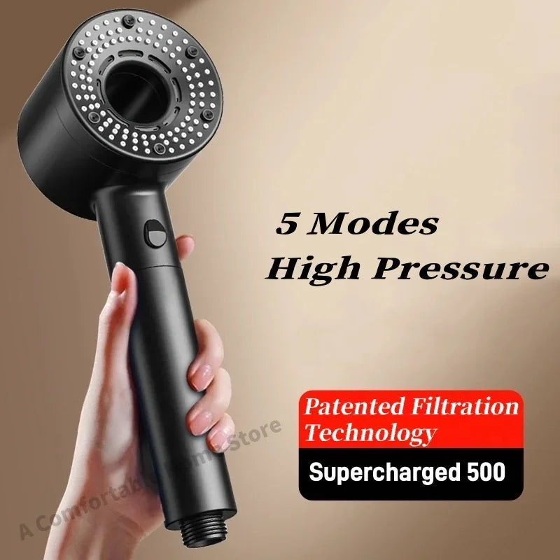 5 Modes Shower Head High Pressure Showerhead Portable Filter Rainfall Faucet Tap Bathroom Bath Home Bathroom New Upgrade