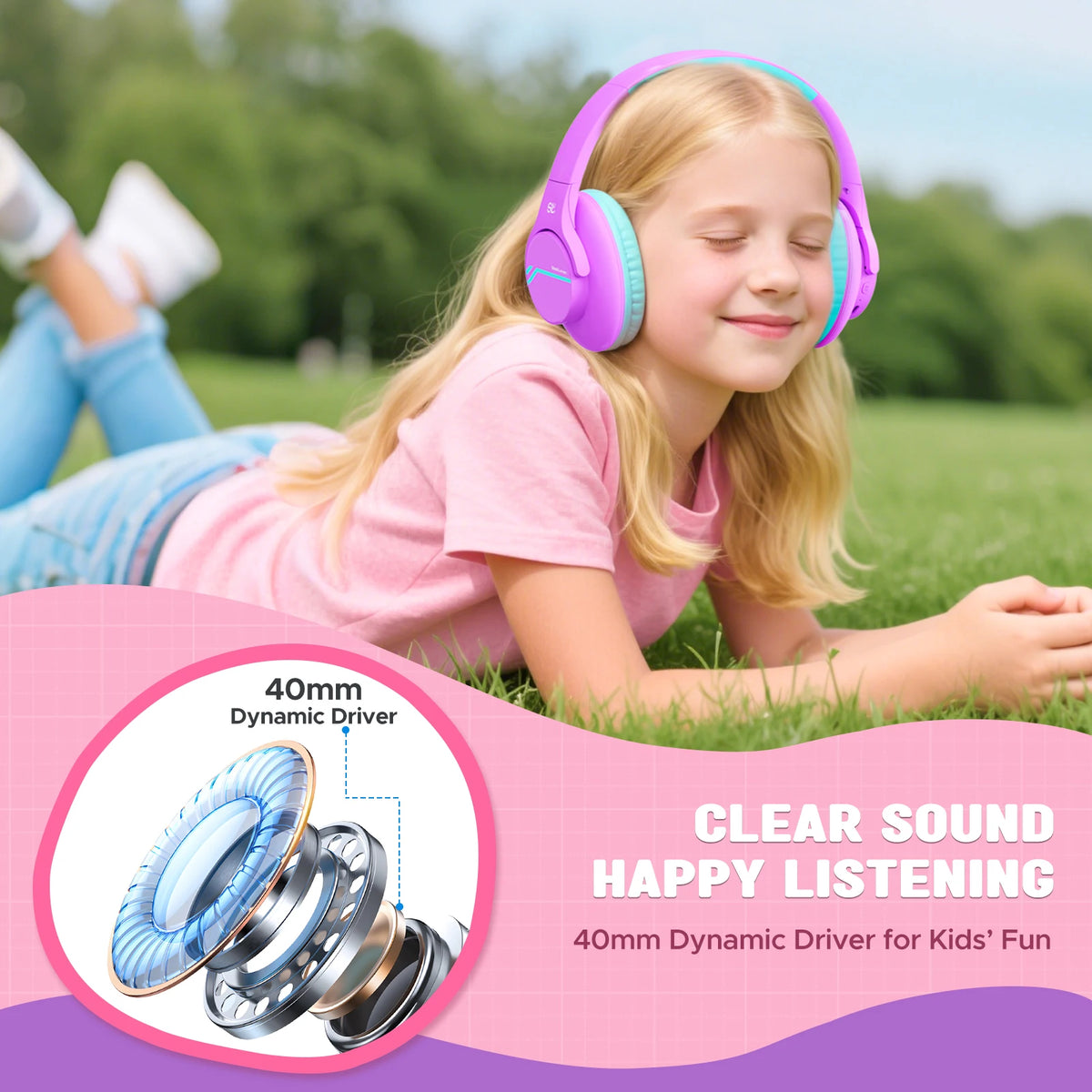 ANC Kids Wireless Headphones Noise Cancelling Bluetooth Earphones For School Travel Soundproof Headset Kids Protection Hearing