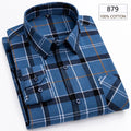 Men's Winter Chic Long Sleeve Shirt Cotton Flannel Plaid Button-Up Comfortable Warm Top for Business Casual Dress Shirts New