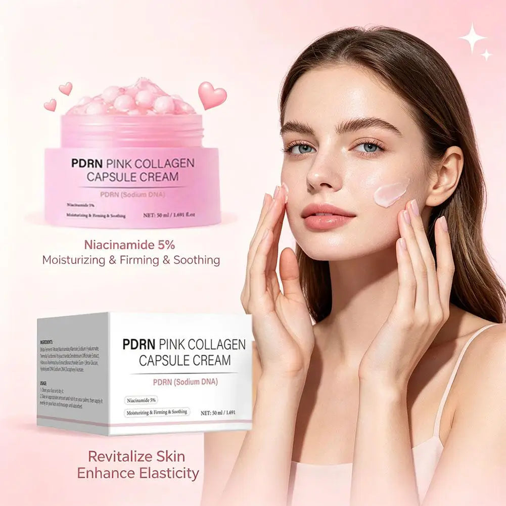 PDRN Collagen Capsule Cream with Niacinamide Rejuvenating Face Moisturizer Lightweight Plumping Cream Glow Skin Tone Skin Care