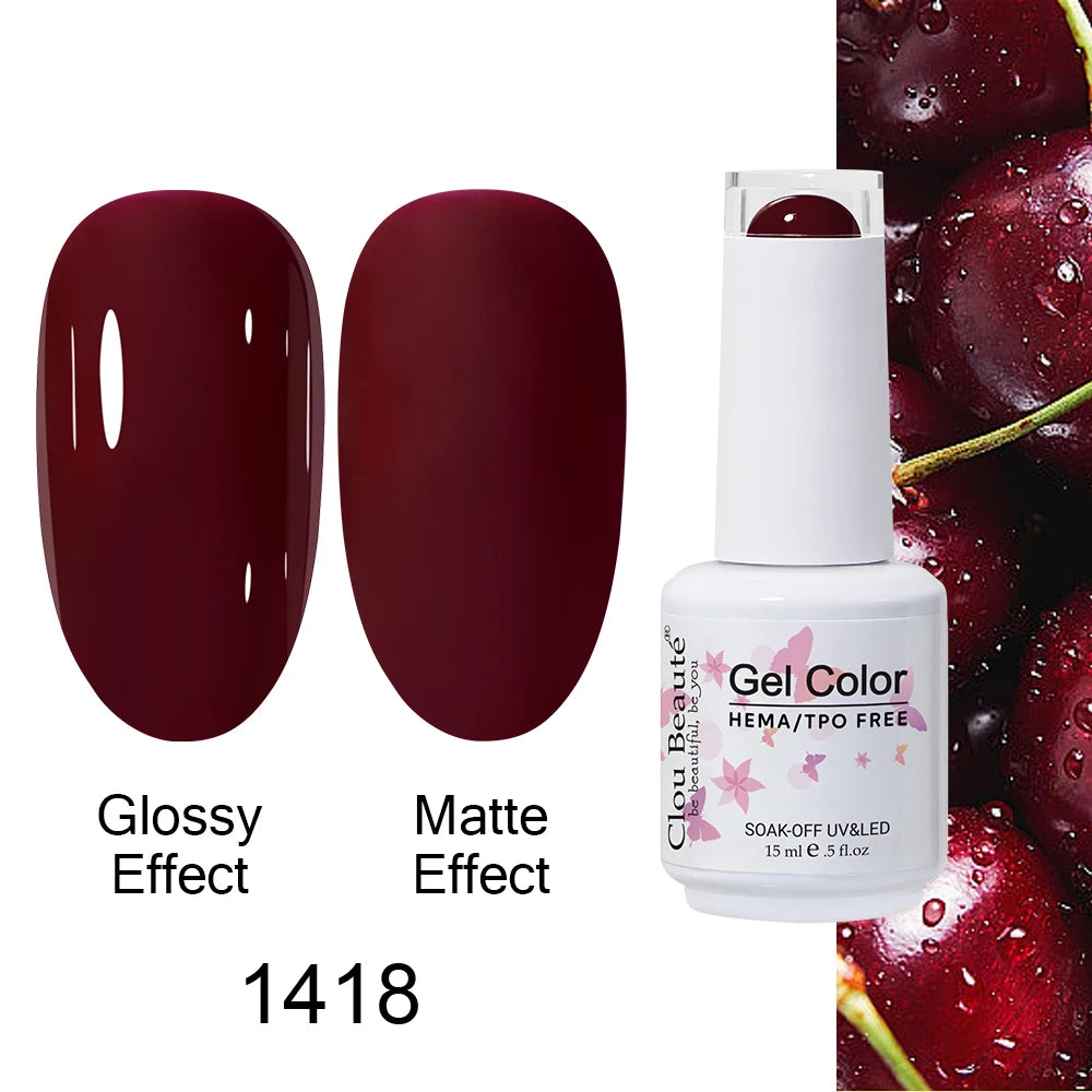 Clou Beaute HEMA TPO FREE Caramel Brown Wine Red Coffee Gel Nail Polish High Pigment Autumn Nail Art Full Coverage UV Varnish