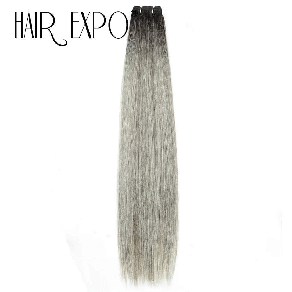 26" Bio Straight Hair Bundles Natural Soft Heat Resistant Fiber Synthetic Fiber Hair Extensions Protein Straight Hair Weave