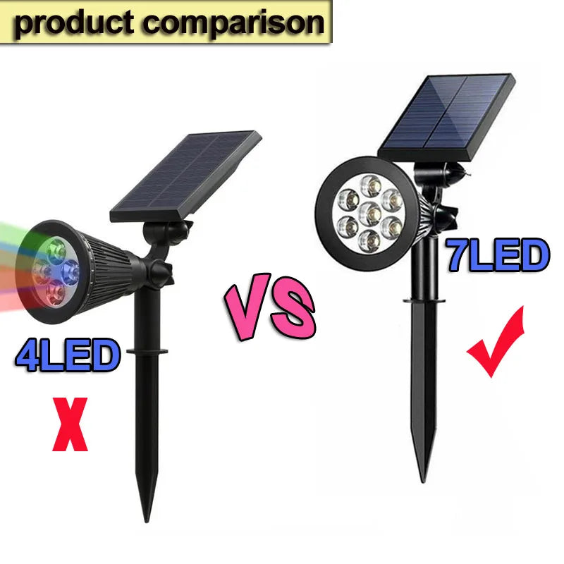 Outdoor Solar Lights Home Garden Patio Walkway Lawn Waterproof 7Led Solar Lamp Spotlight Decoration Energy Yard Lantern Lighting
