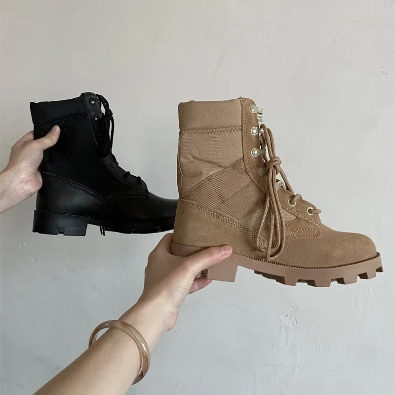 Men Combat Boots High Top Panama Desert Boot Outdoor Hiking Boots Man Anti Slip Tactical Boot Training Motorcycle Boot