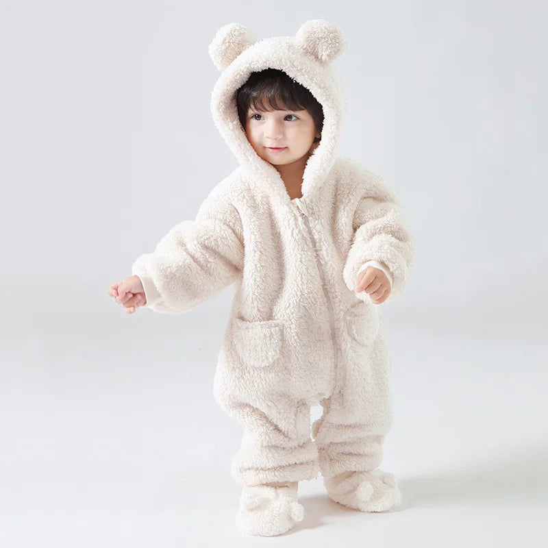 Baby Rompers Newborn Baby Boys Fleece Cotton Jumpsuit For Baby Girls Hooded Romper Infant Christmas Costumes 0-18M