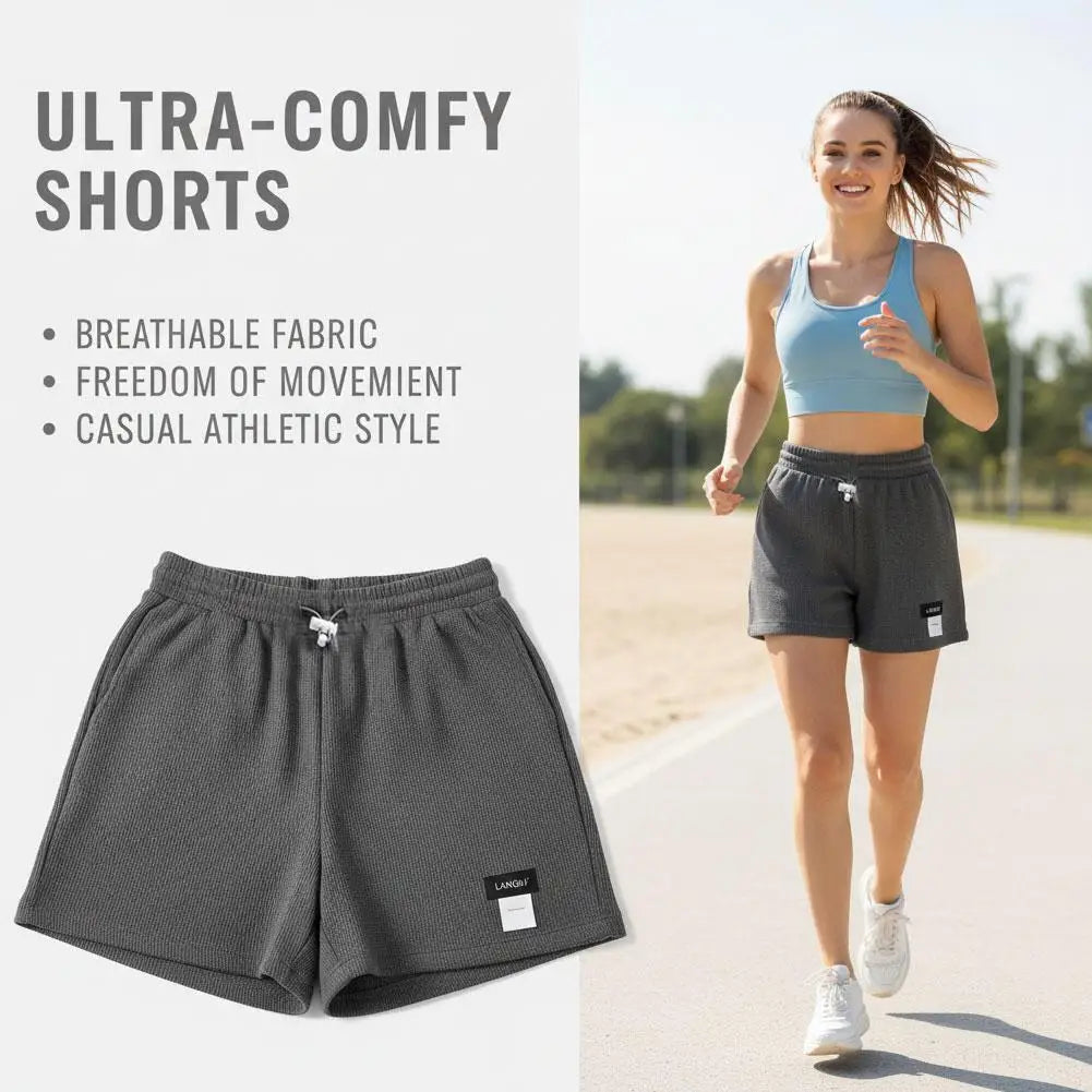 Summer Women's Shorts Loose Hot Pants High Waist Elastic Casual Solid Color Pants With Drawstring Pockets Women's Pants ﻿