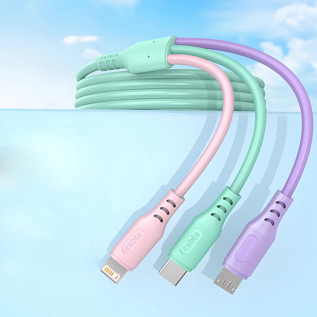 1/2PCS 3 In 1 Super Fast Charging Cable For iPhone15 14 13 12 11 X Pro Max Micro USB Type-C Phone Charger USBC Data Cable