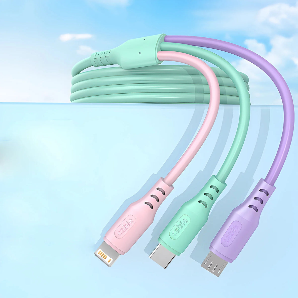1/2PCS 3 In 1 Super Fast Charging Cable For iPhone15 14 13 12 11 X Pro Max Micro USB Type-C Phone Charger USBC Data Cable