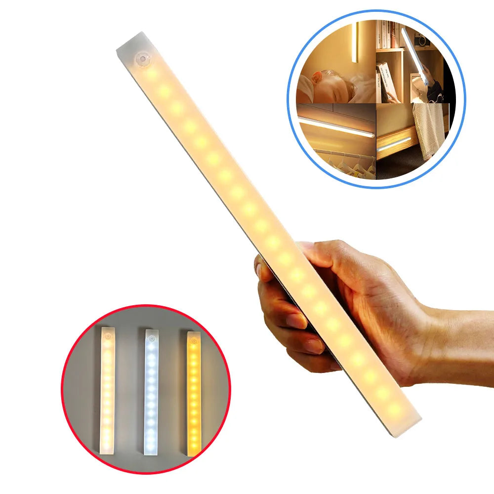 LED Motion Sensor Light Night Light Wireless USB Under Cabinet Light For Kitchen Cabinet Bedroom Wardrobe Sensor Indoor Lighting