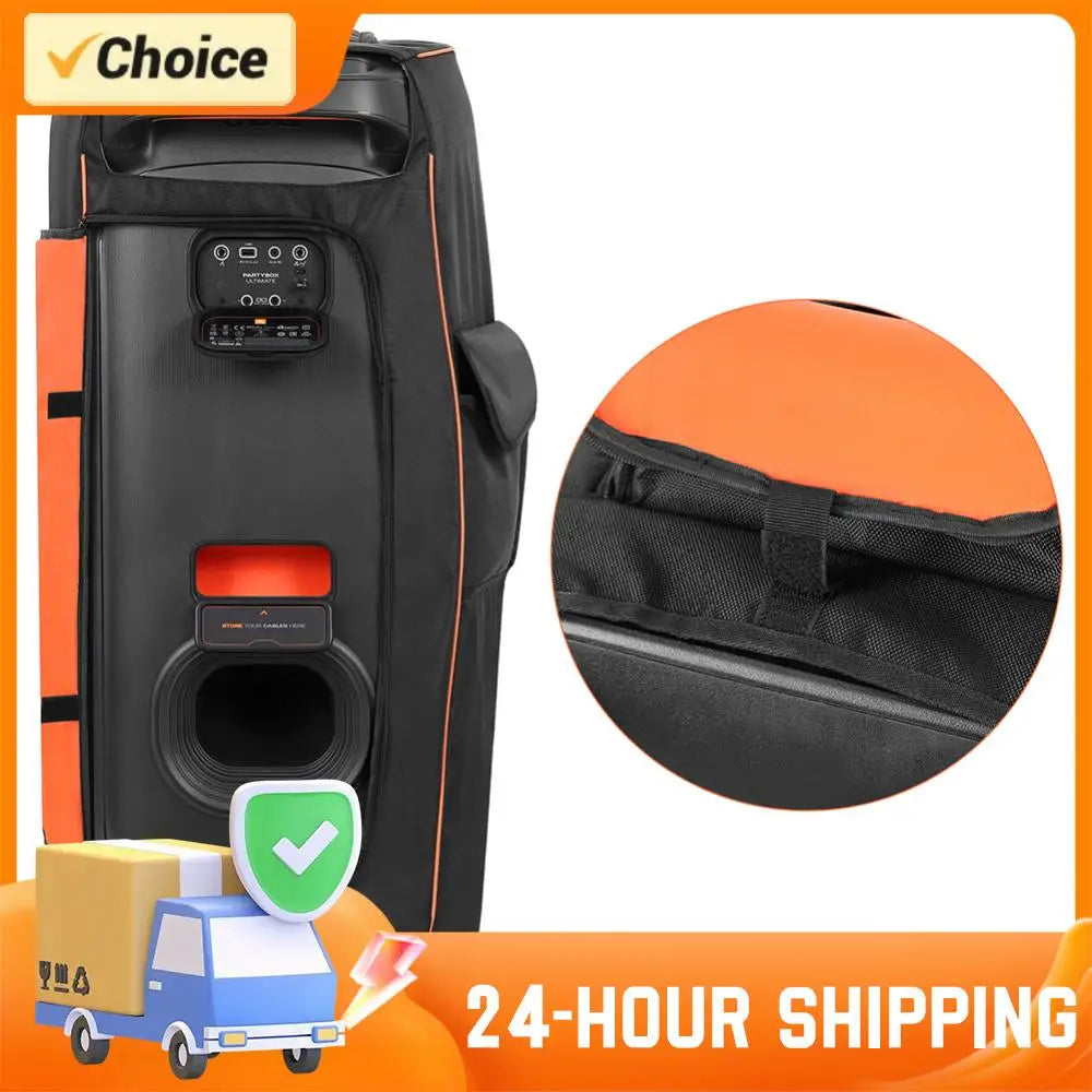 Multifunction Waterproof Speaker Cover for JBL Partybox Ultimate Speaker w/ Storage Pocket Large Capacity Dustproof Protect Bag