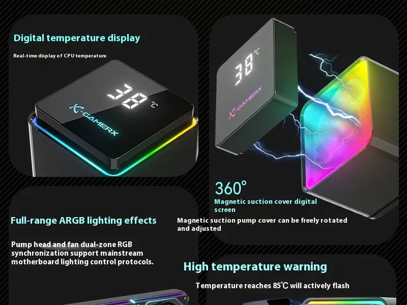 X-GAMERX M240 M360 Liquid Cooling ARGB Dynamic Light Synchronization Thermal Display Integrated Water Cooling Radiator