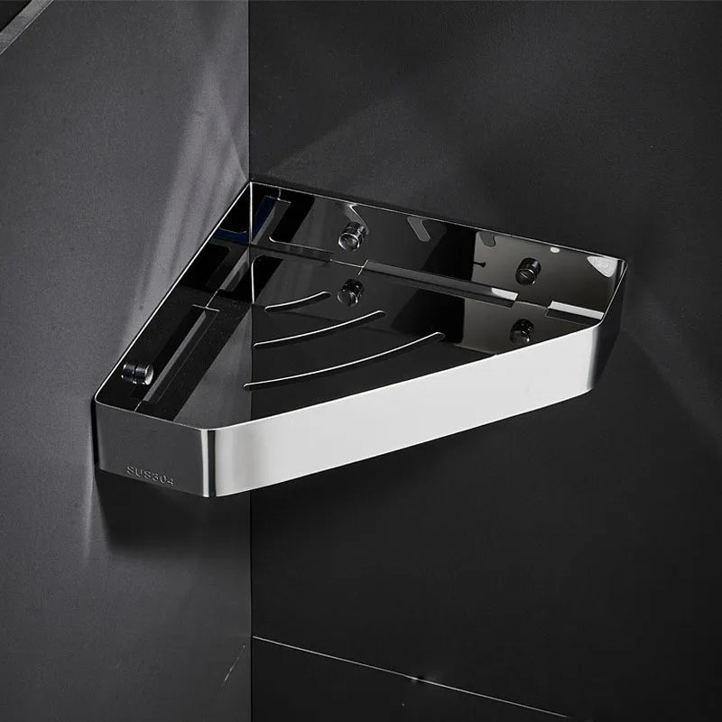 Bathroom Shelves Hardware Rack Kitchen Storage Rack 304 Stainless Steel Wall Mounted Corner Triangle Shower Holder Accessories