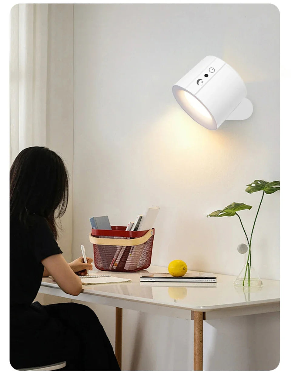 LED Wall Light Rechargeable Touch Double Head Wall Lamp 360 Rotatable 3 Colors Sconces Light Wireless Night Lights For Bedroom