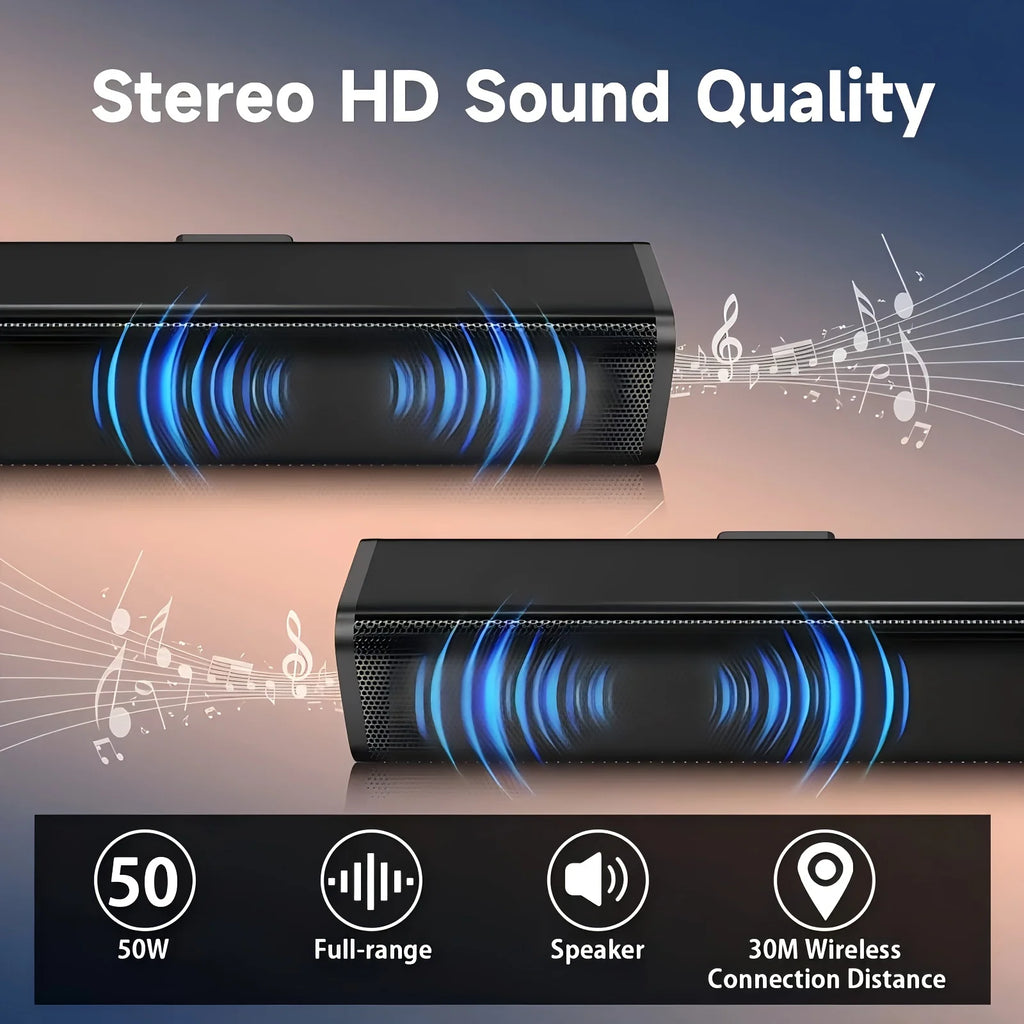 Soundbar, Cinema Soundbar, Hifi Wireless Bluetooth Speaker, Home Theater, Tv, Computer, Echo Wall, Wall-Mounted Stereo Surround Sound, Fm Radio, Remote Control, Speaker Stand