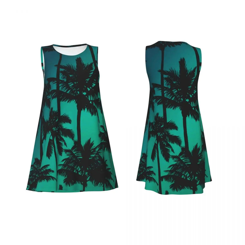 Hawaii Beach Dress Palm Tree Print Sexy Dresses Women Sleeveless Aesthetic Tank Dress Daily Print Oversized Vestidos