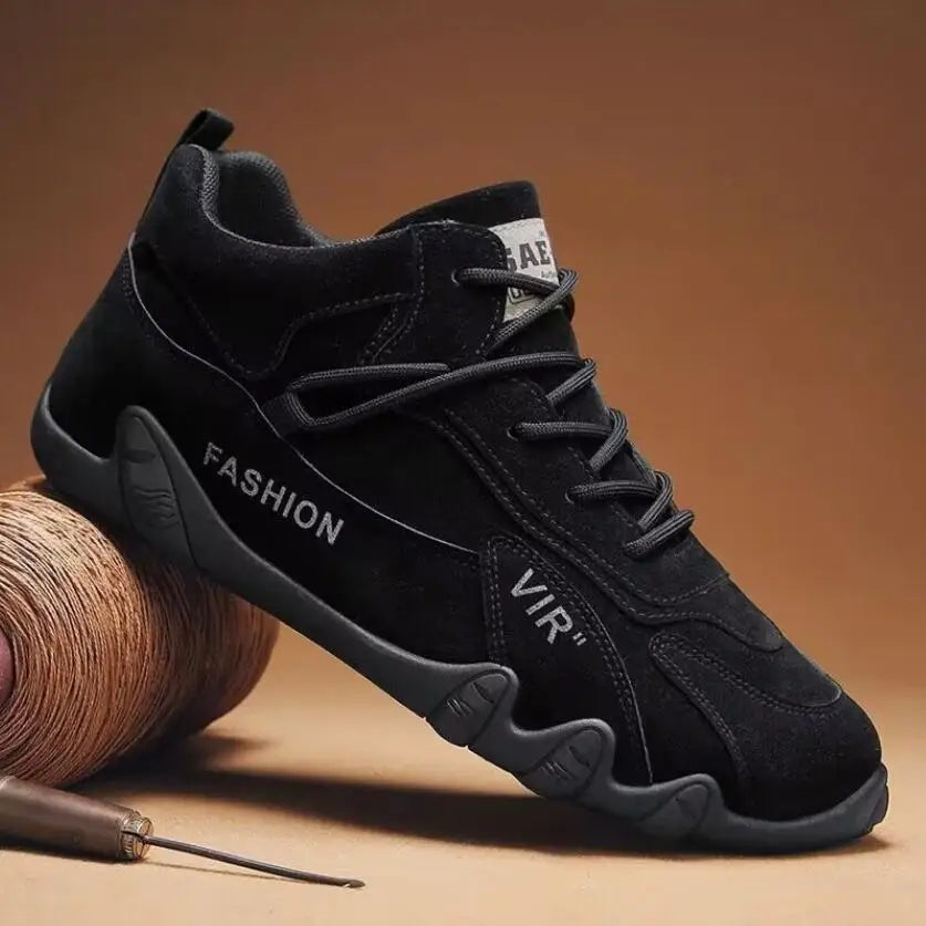 Waterproof Leather Ankle Boots for Men Waterproof Sneakers lace Up Leather Casual Sneakers for Men Casual Motorcycle Shoes