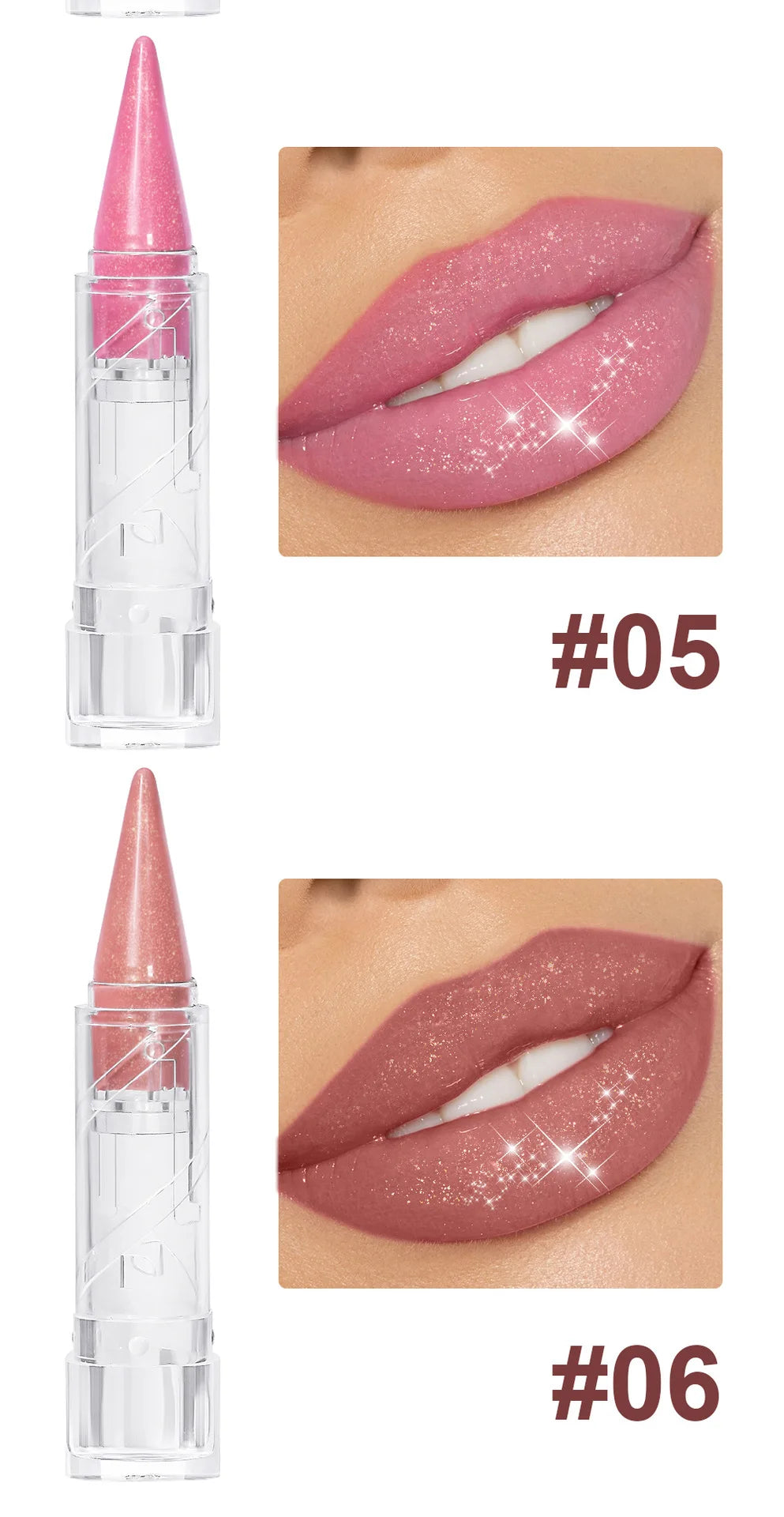6Color Pearlescent Velvet Lipstick Pen Multipurpose Long-Lasting Moisturize Waterproof Brighten Glitter Lip Makeup Cosmetic Tool