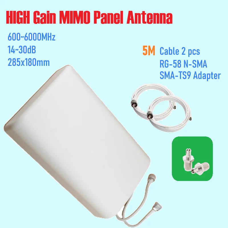 T Mobile 600 6000 MHZ 4G LTE 5G MIMO 2x2 8 14 DBi High Gain Fixed Mount Outdoor Directional Panel Antenna for Routers Hotspots