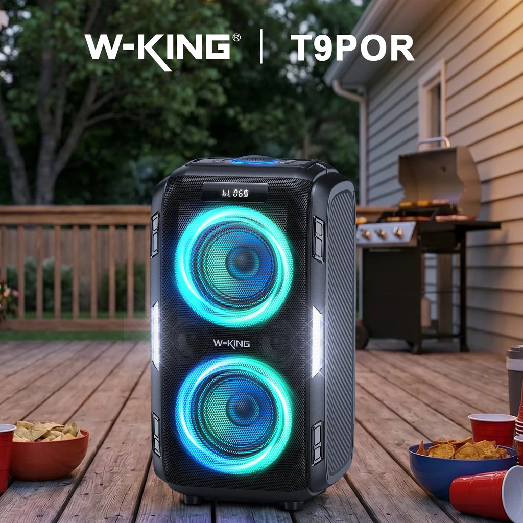W-KING T9 PRO 250W Peak Bluetooth Party Speaker 125dB Loud 2×6.5" Subwoofer Bluetooth 5.3 TWS Portable Bass Speaker
