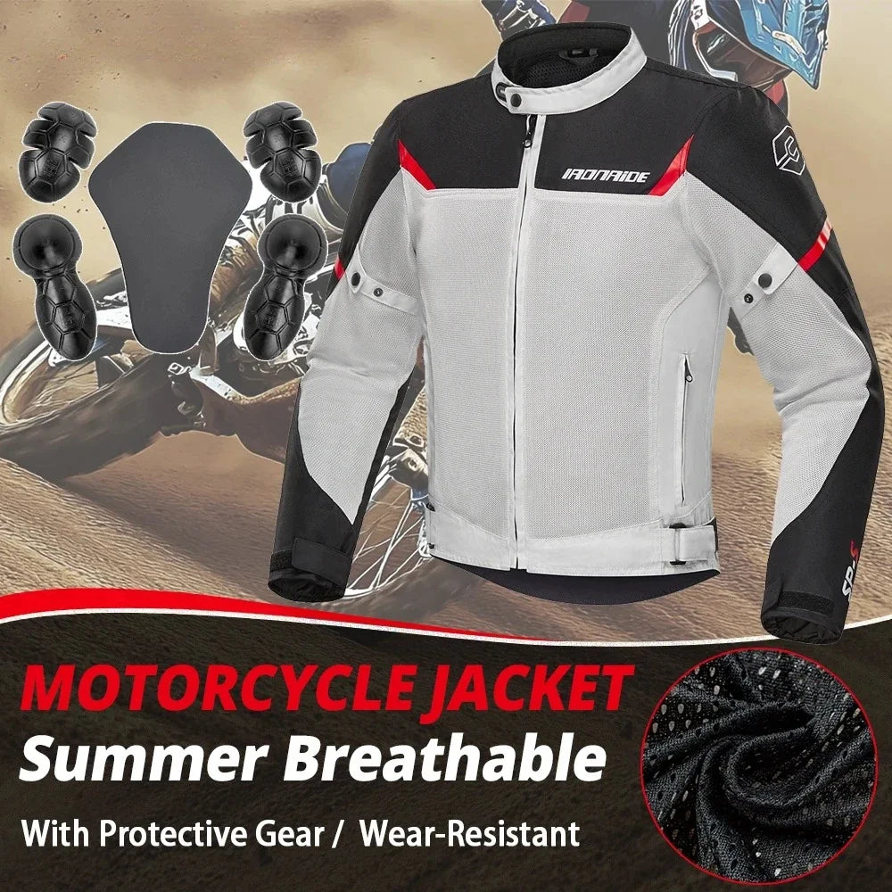 New Motorcycle Jackets Breathable Motorbike Riding Jackets Wear-Resistant Motocross Clothing Built-in Protective Gear