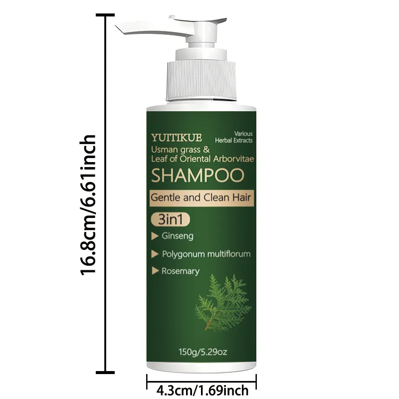 YUITIKUE 3-in-1 Herbal Shampoo | Usman Grass, Ginseng, Polygonum & Rosemary, Gentle Cleansing 150g