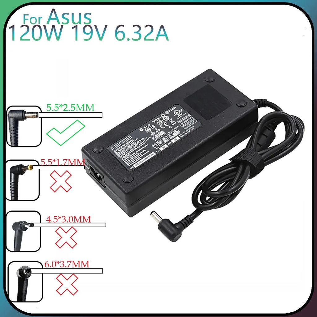 120W 19V 6.32A 5.5*2.5MM Laptop Adapter Power Supply For TOSHIBA ACER ASUS N550 K53 N750 N500 N56V N53S G50 N55 ADP-120RH