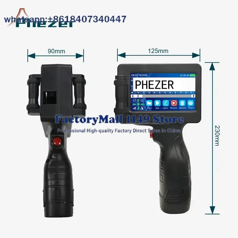 For Phezer P17 Handheld Inkjet Printer 12.7mm Portable Date Code Expiry Batch Number Logo QR Barcode Label Maker 28 Languages